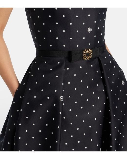 Elie Saab Black Belted Polka-Dot Gown