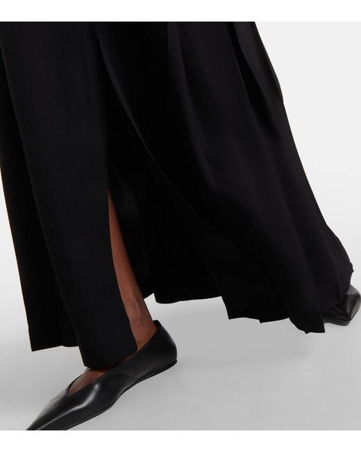 Totême Black Wrap Crepe Maxi Skirt