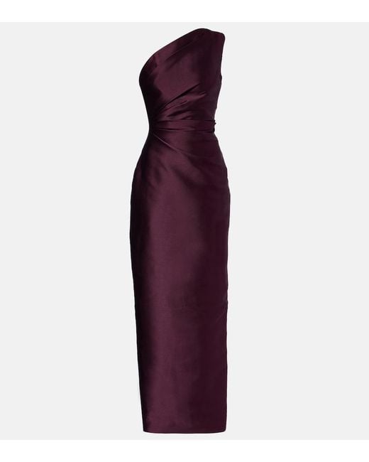 Solace London Purple Kira Gathered Twill Gown