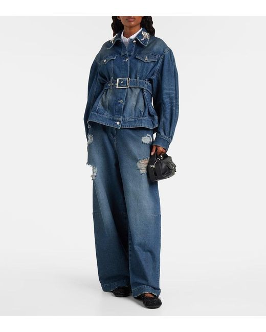Simone Rocha Blue Turbo Embellished Denim Jacket