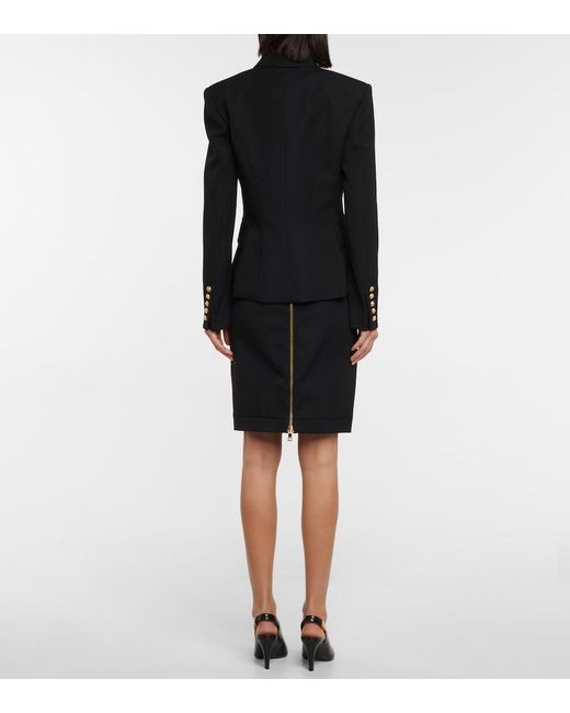 Balmain Black Double-Breasted Wool Blazer