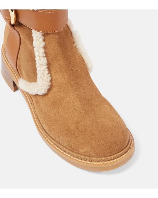 See By Chloé Brown New Ring Suede And Shearling Knee-High Boots