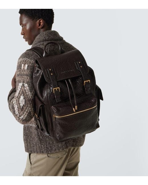 Brunello Cucinelli Rucksack Aus Leder in Black für Herren