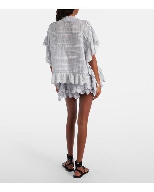 Isabel Marant White Puria Cotton Broderei Anglaise Shorts