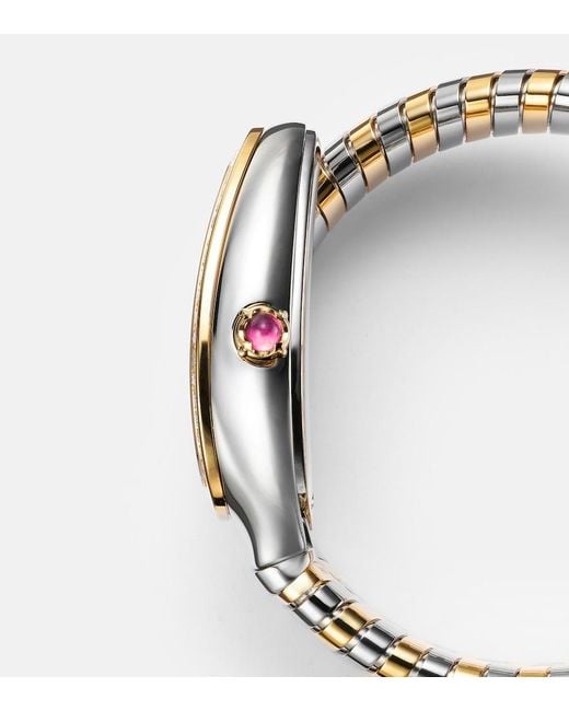 BVLGARI Metallic Serpenti Tubogas Embellished 18Kt And Stainless Steel Watch