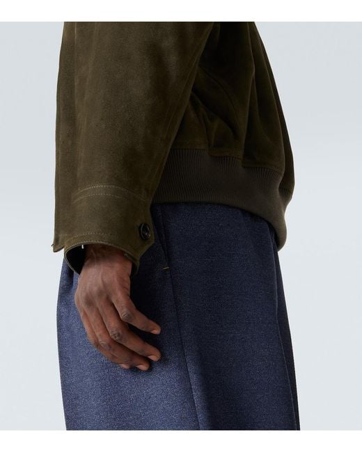 Bottega Veneta Green Intrecciato Suede Blouson Jacket for men