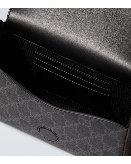 Gucci Black Gg Supreme Leather-Trimmed Canvas Crossbody Bag for men