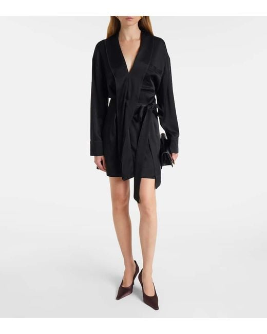 Victoria Beckham Black Wickelkleid Aus Satin