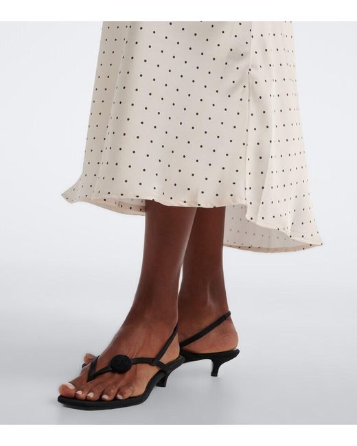 Faithfull The Brand White Mina Lace-Trimmed Polka-Dot Satin Midi Dress