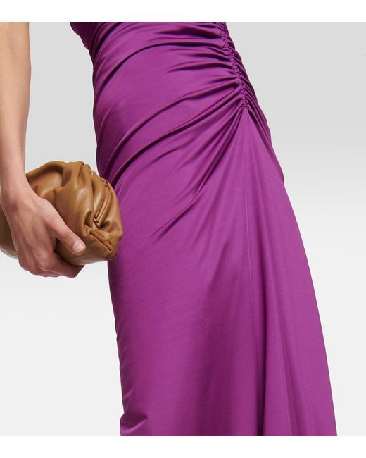 Veronica Beard Purple Saskia Ruched Midi Dress