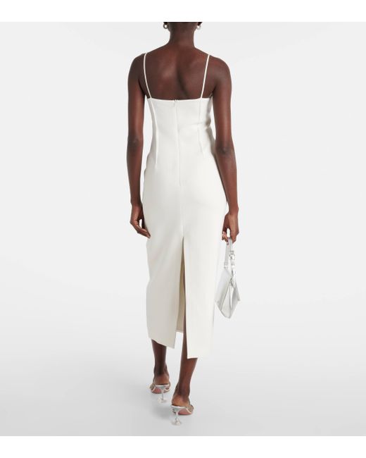 David Koma White Embellished Cady Midi Dress