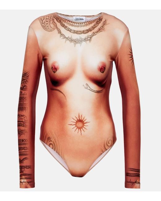 Body Nude estampado Jean Paul Gaultier de color Red