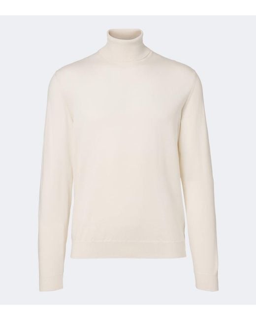 Slowear White Virgin Wool Turtleneck Sweater for men
