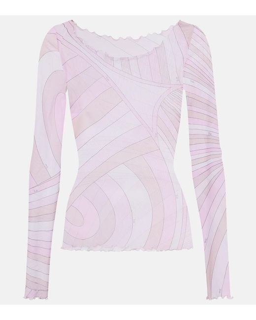 Emilio Pucci Pink Iride Tulle Top