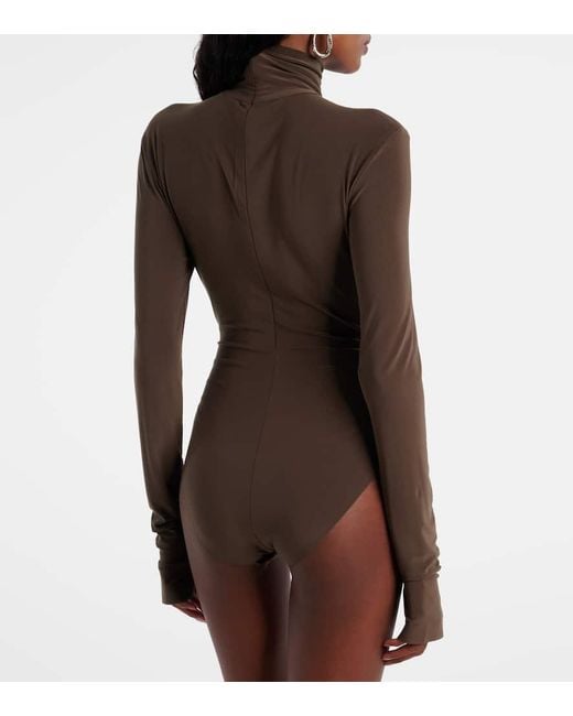 Norma Kamali Brown Turtleneck Bodysuit