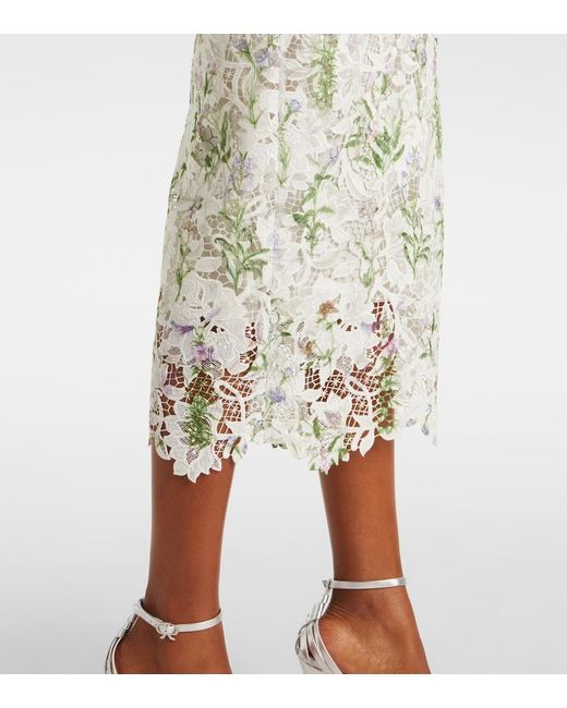 Monique Lhuillier White Floral Lace Corset Dress