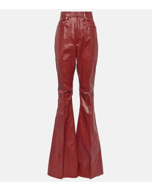 Rick Owens Red Bolan High-rise Coated Denim Jeans