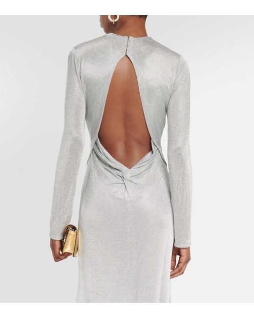 Costarellos Gray Cutout Gown
