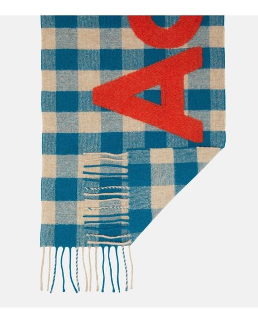 Echarpe en laine melangee a logo Acne pour homme en coloris Blue