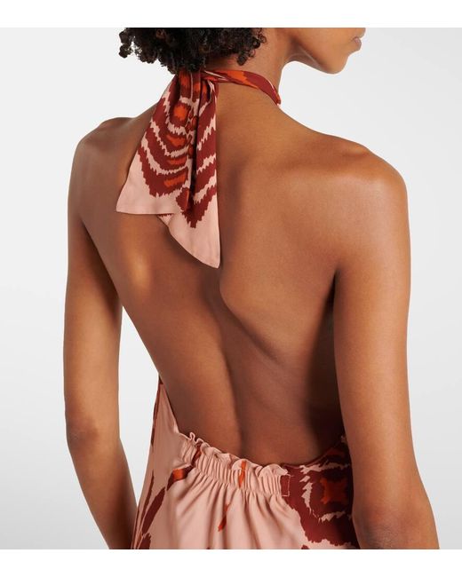 Robe Longue Imprimee En Soie Johanna Ortiz en coloris Red