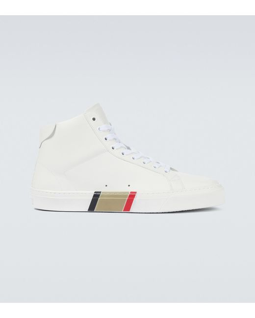 Burberry White Rangleton High-top Leather Sneakers for men