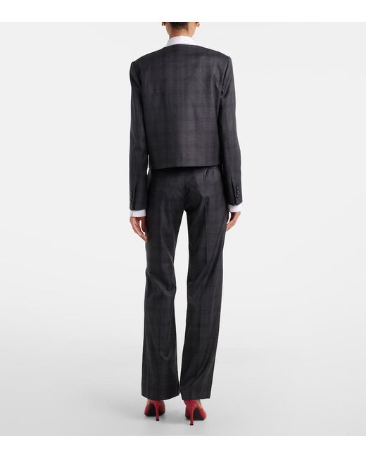 Blazé Milano Blue Lundy Checked Virgin Wool Flared Pants