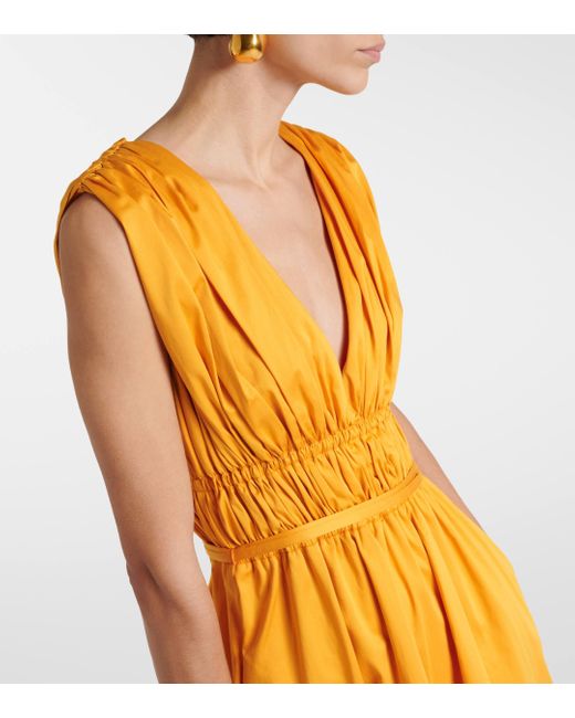 Altuzarra Yellow Fiona Ruched Cotton-blend Midi Dress