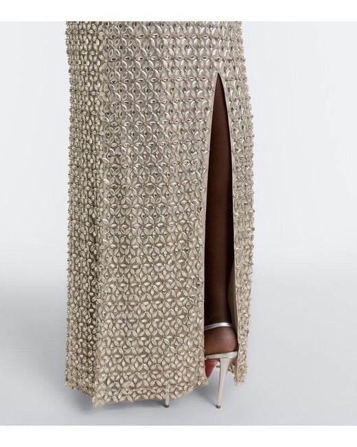Jenny Packham White Sedona Embellished Mesh Gown