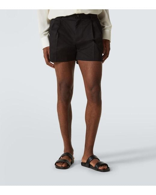 Dolce & Gabbana Black Cotton-Blend Gabardine Shorts for men