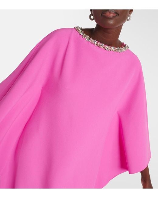 Safiyaa Pink Amarella Crystal-Embellished Crepe Gown