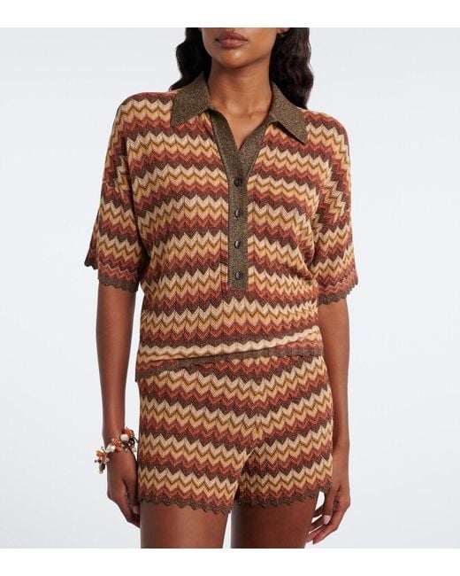 Faithfull The Brand Multicolor Raya Chevron Lame Polo Sweater