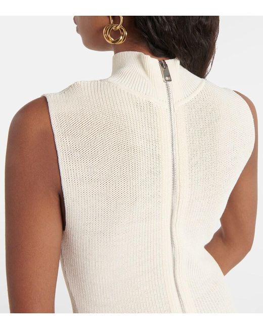 AYA MUSE White Berin Knitted Cotton-Blend Maxi Dress