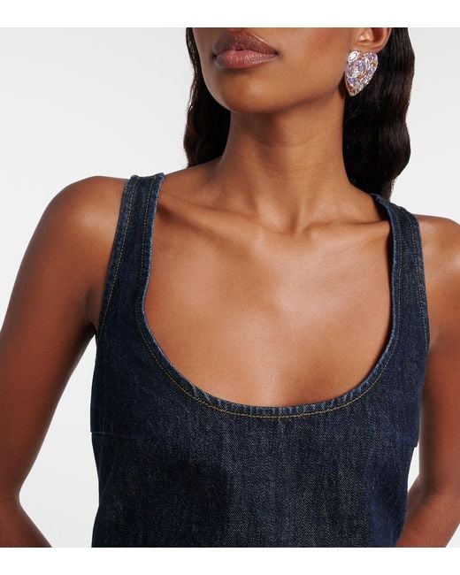 Vestido Bustier De Denim De Algodon Self-Portrait de color Blue