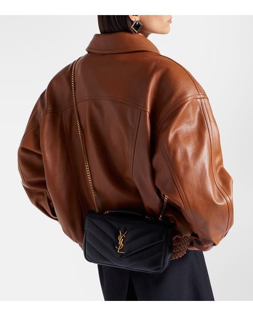 Saint Laurent White Schultertasche Loulou Small Aus Leder