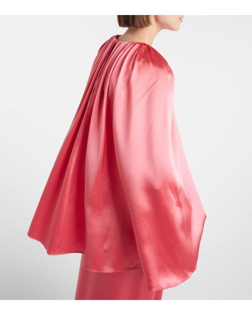 Robe longue en satin de soie Monique Lhuillier en coloris Red