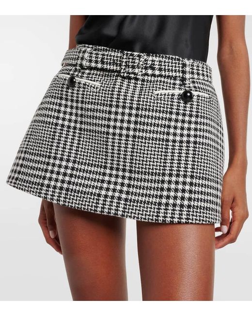 Self-Portrait Black Belted Houndstooth Skort