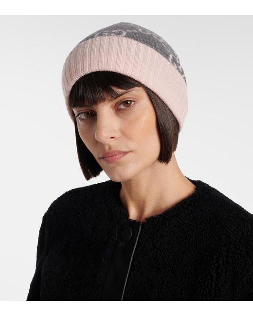 Gucci Gray Gg Cashmere Jacquard Beanie