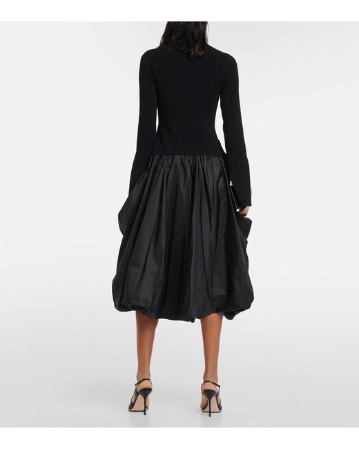 Jonathan Simkhai Black Kenlie Taffeta-Trimmed Midi Dress