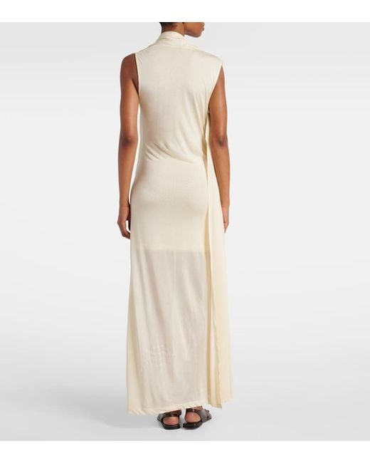 Totême  Natural Draped Scarf-Detail Jersey Wrap Dress