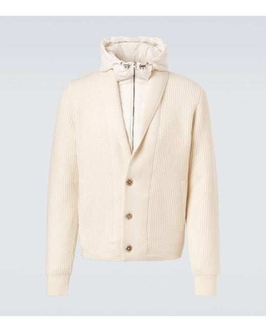Herno Natural Ribbed-Knit Wool Cardigan for men