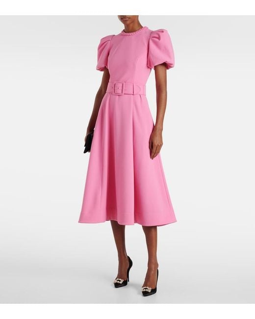 Rebecca Vallance Pink Rosita Puff-Sleeve Midi Dress