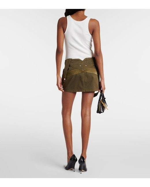 Blumarine Green Cotton Twill Miniskirt