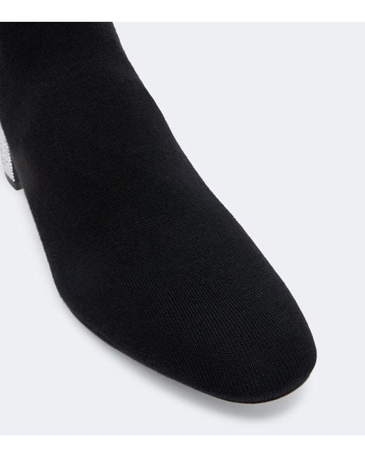 Rene Caovilla Black Sonia Crystal-Embellished Knee-High Boots