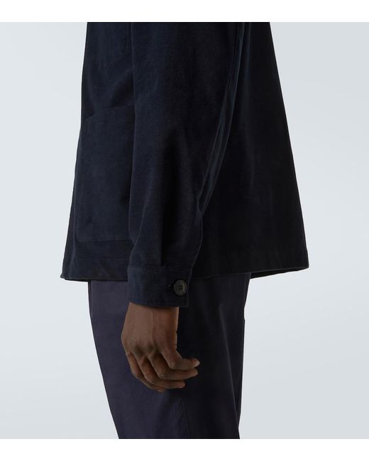 Sunspel Blue Cotton Moleskin Overshirt for men