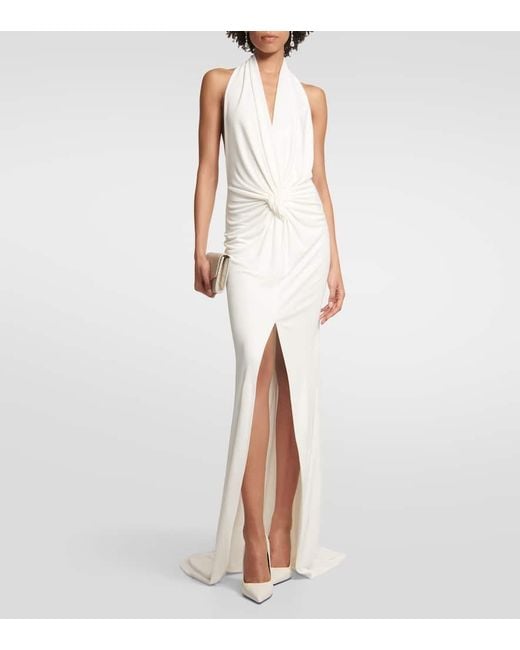 Costarellos White Bridal Aspasia Halterneck Gown