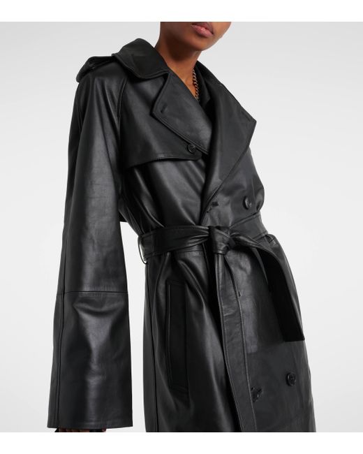 Trench-coat en cuir Wardrobe NYC en coloris Black