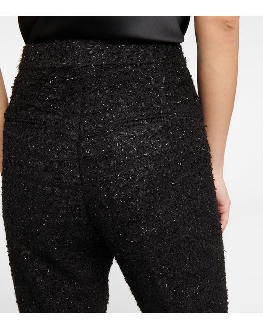 Rebecca Vallance Black Jourdan Feather-Trimmed Boucle Pants