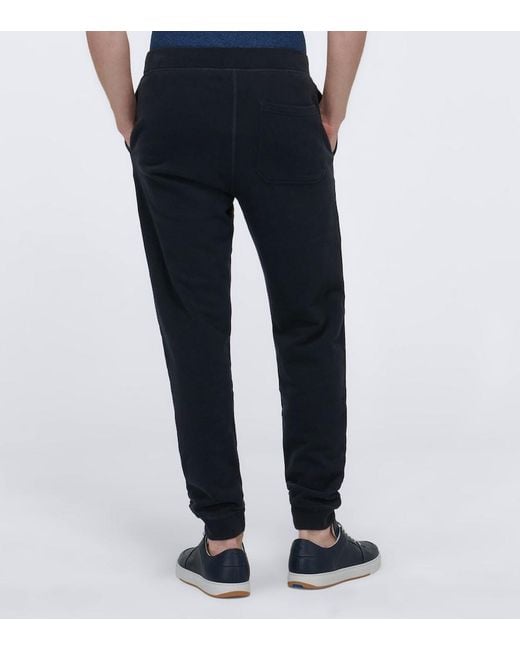 Sunspel Blue Loopback Cotton Sweatpants for men