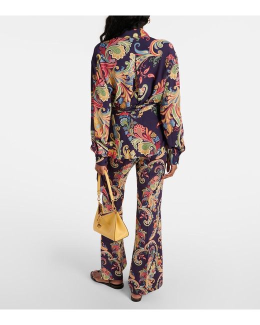 Etro Blue Printed Wrap Top