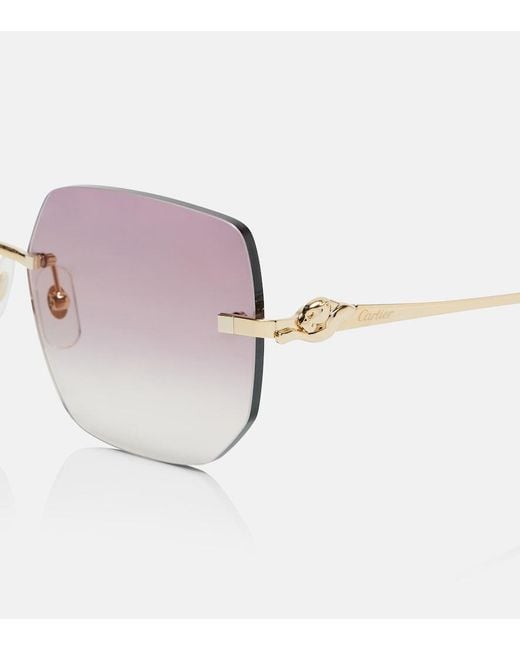 Cartier Pink Panthere De Cartier Square Sunglasses